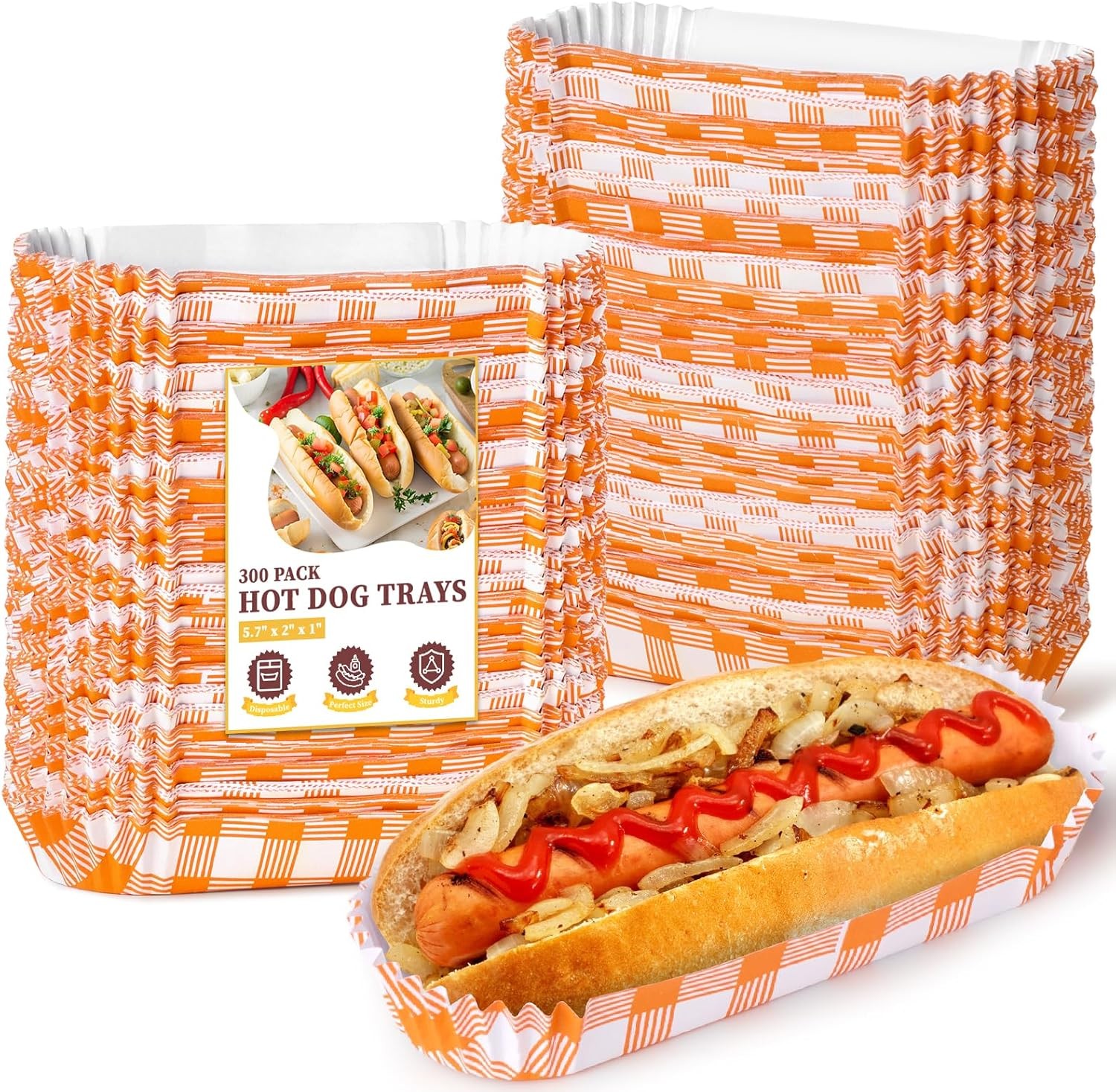 300 Pcs Paper Hot Dog Trays, Small Disposable Hot Dog Boats Fluted to Go Food Ho 300 Pcs Paper Hot Dog Trays, Small Disposable Hot Dog Boats Fluted to Go Food Ho