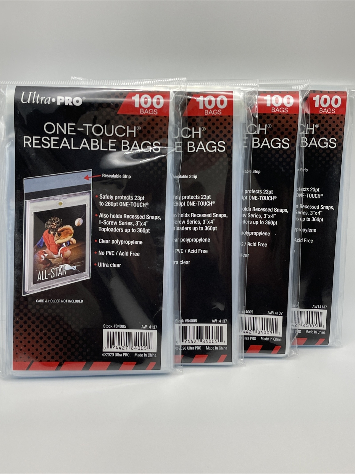 Ultra Pro One-Touch Resealable Bags 4 Packs of 100, 400 Total Bags