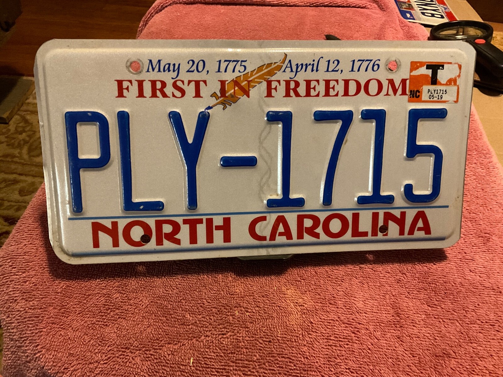 2019 North Carolina NC License Plate PLY 1715 