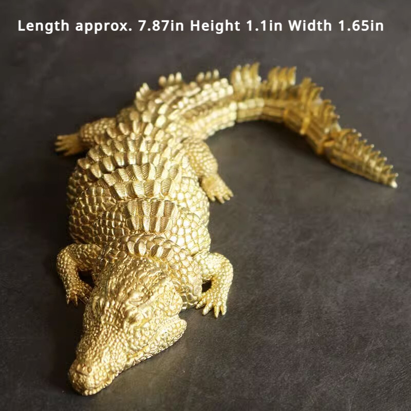 New Solid Brass Crocodile Statue Animal Ornament Toys Home Office Decoration*