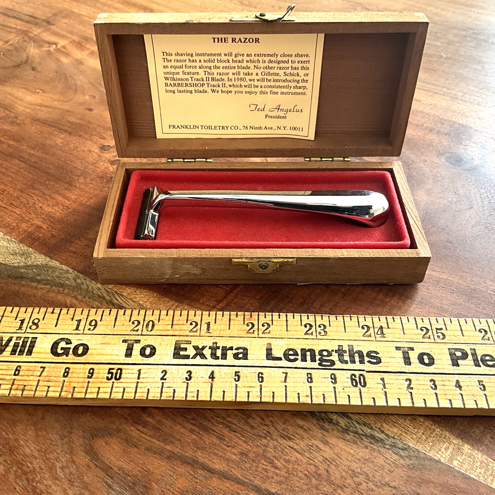 Vtg Franklin Toiletry Barbershop Old Fashioned Luxury The Razor in Wood Case