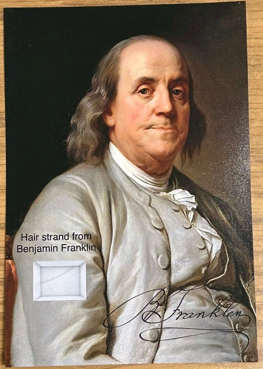 Benjamin Franklin's Real Hair Strand, Authentic Benjamin Franklin's Real Hair Strand, Authentic