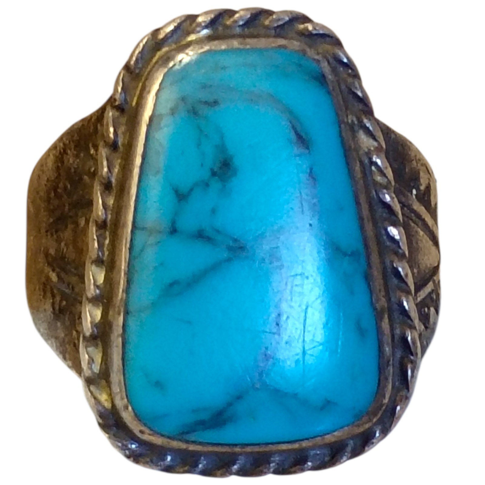 Hard to find Navajo Stormy Mountain Turquoise Sterling Silver Ringsz8