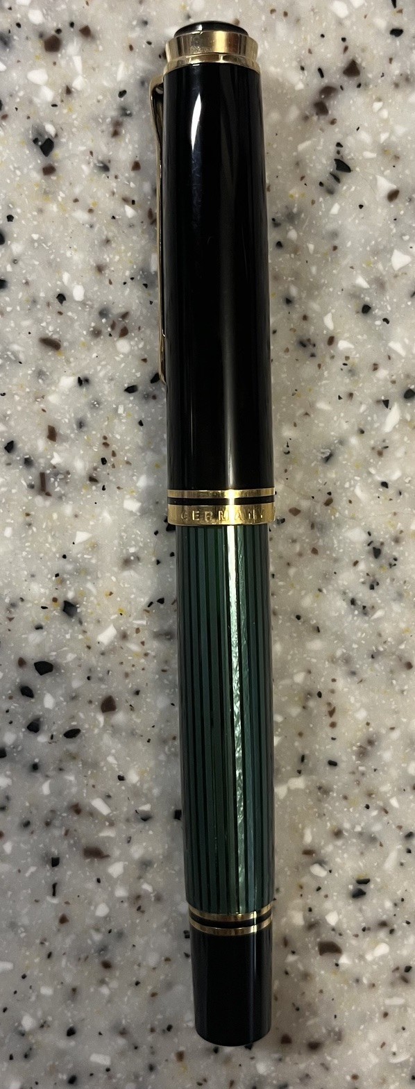 Pelikan Souveran M800 green/black fountain pen - F nib - unused - piston filler