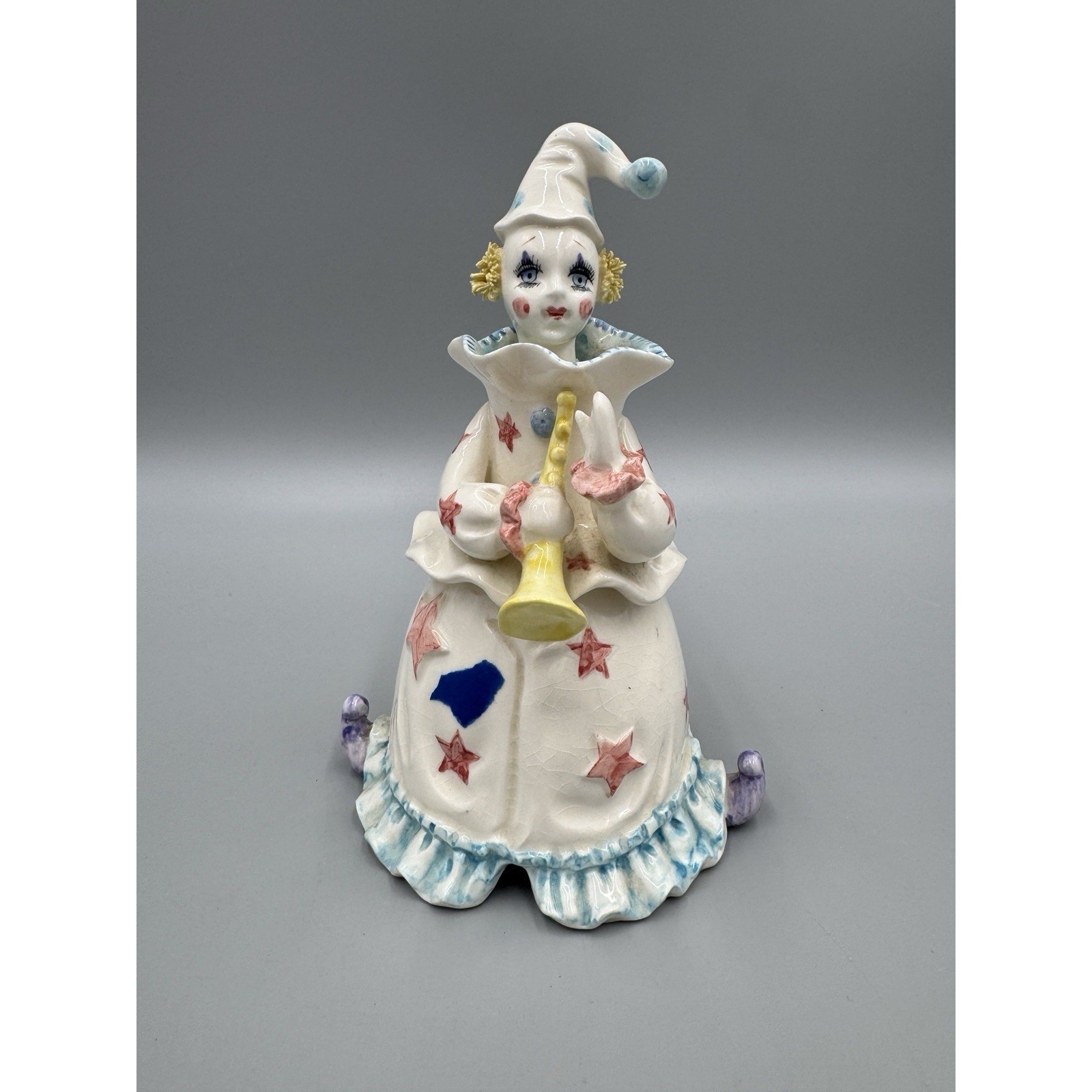 Vintage Lefton Porcelain Wind Up Musical Clown Figurine