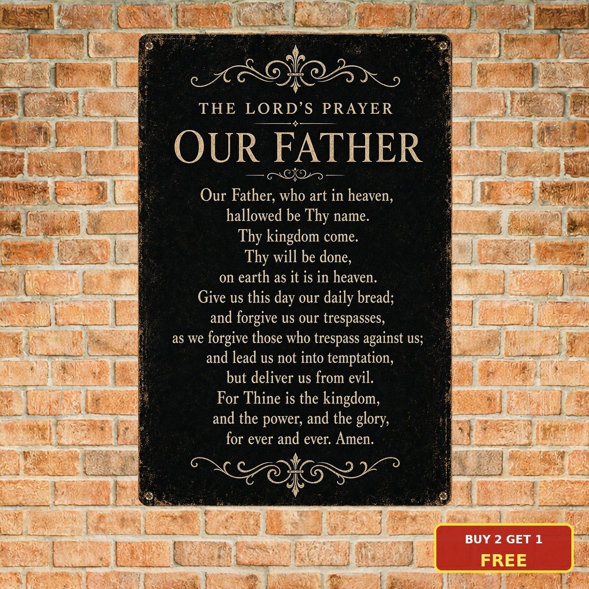 The Lord\'s Prayer Christian Holy Scripture Metal Sign Religious Church Plaque