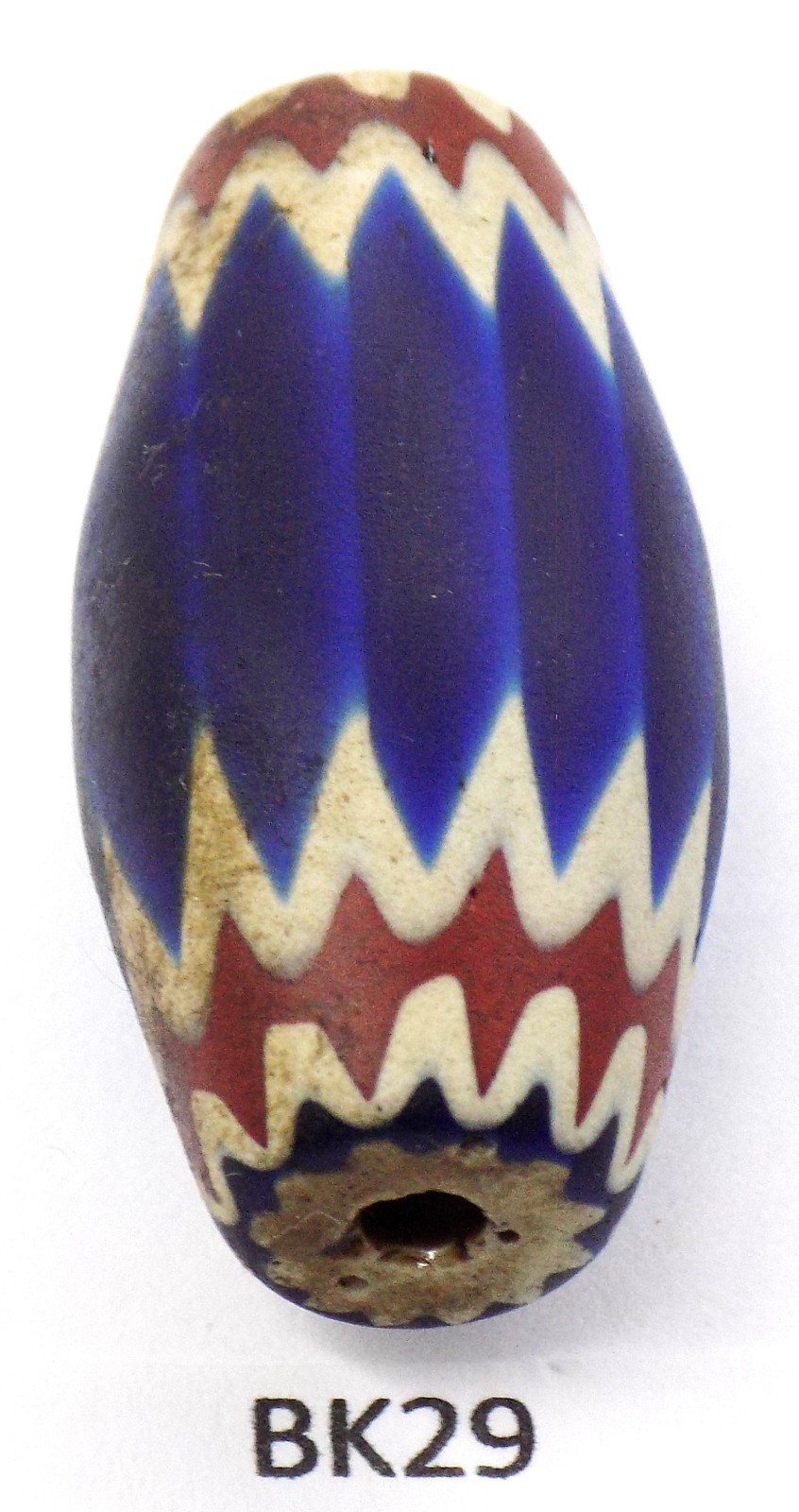 Sweet Oval Venetian Antique Chevron Trade Bead African BK29 Bg 78 Murano Sweet Oval Venetian Antique Chevron Trade Bead African BK29 Bg 78 Murano