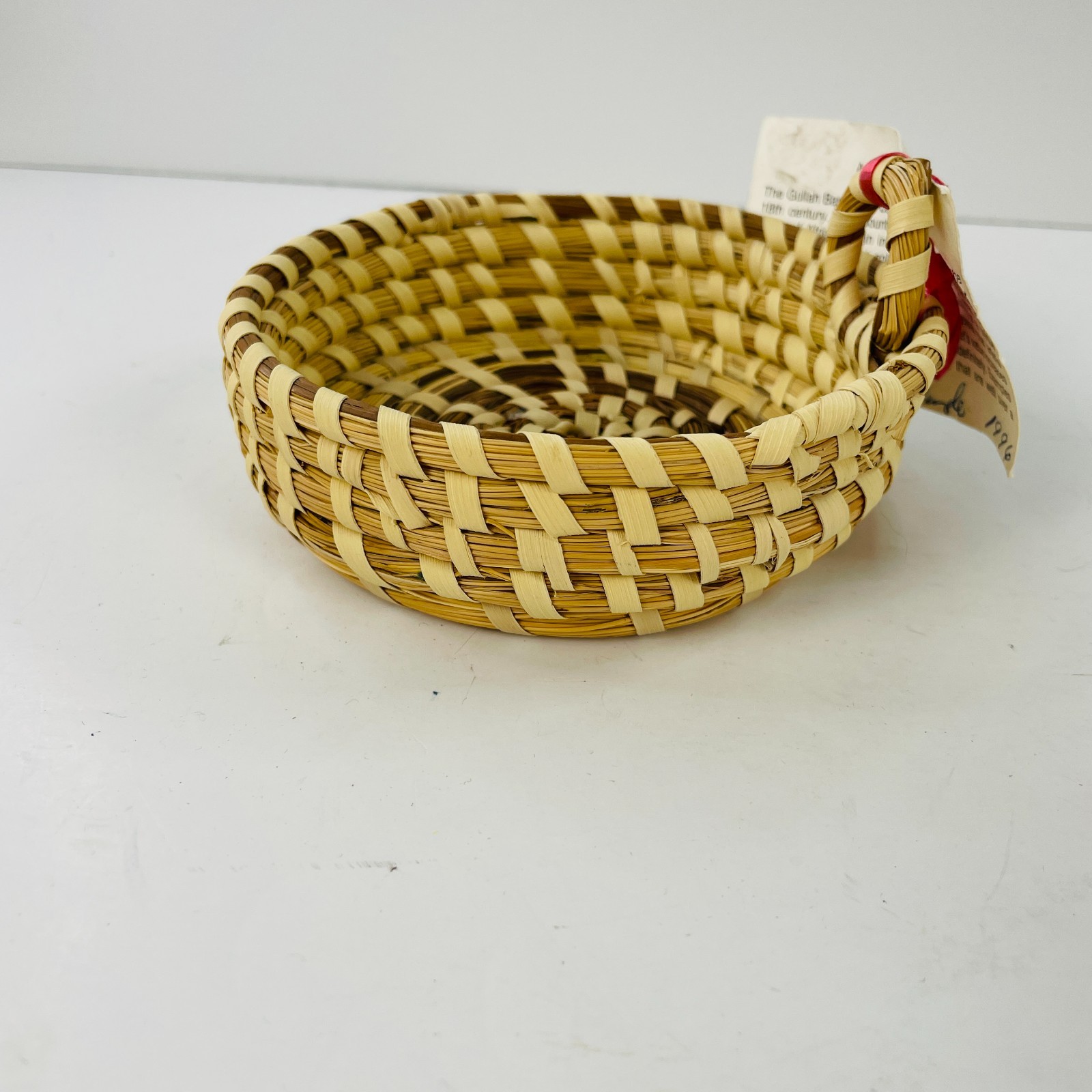Vtg Handmade Small Handled Charleston Sweet Grass Basket 4.75” Catherine Dingle