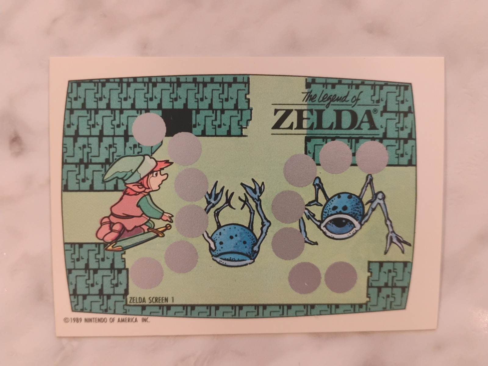 1989 Topps Nintendo Scratch-Off Game Legend of Zelda Screen 1