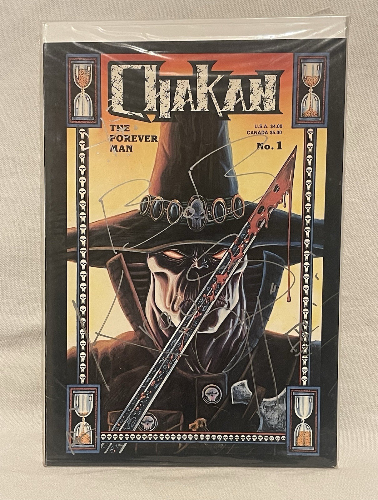 Vtg #1 Chakan The Forever Man Comic Signed by Bob Kraus w/ Illustration Sketch Vtg #1 Chakan The Forever Man Comic Signed by Bob Kraus w/ Illustration Sketch