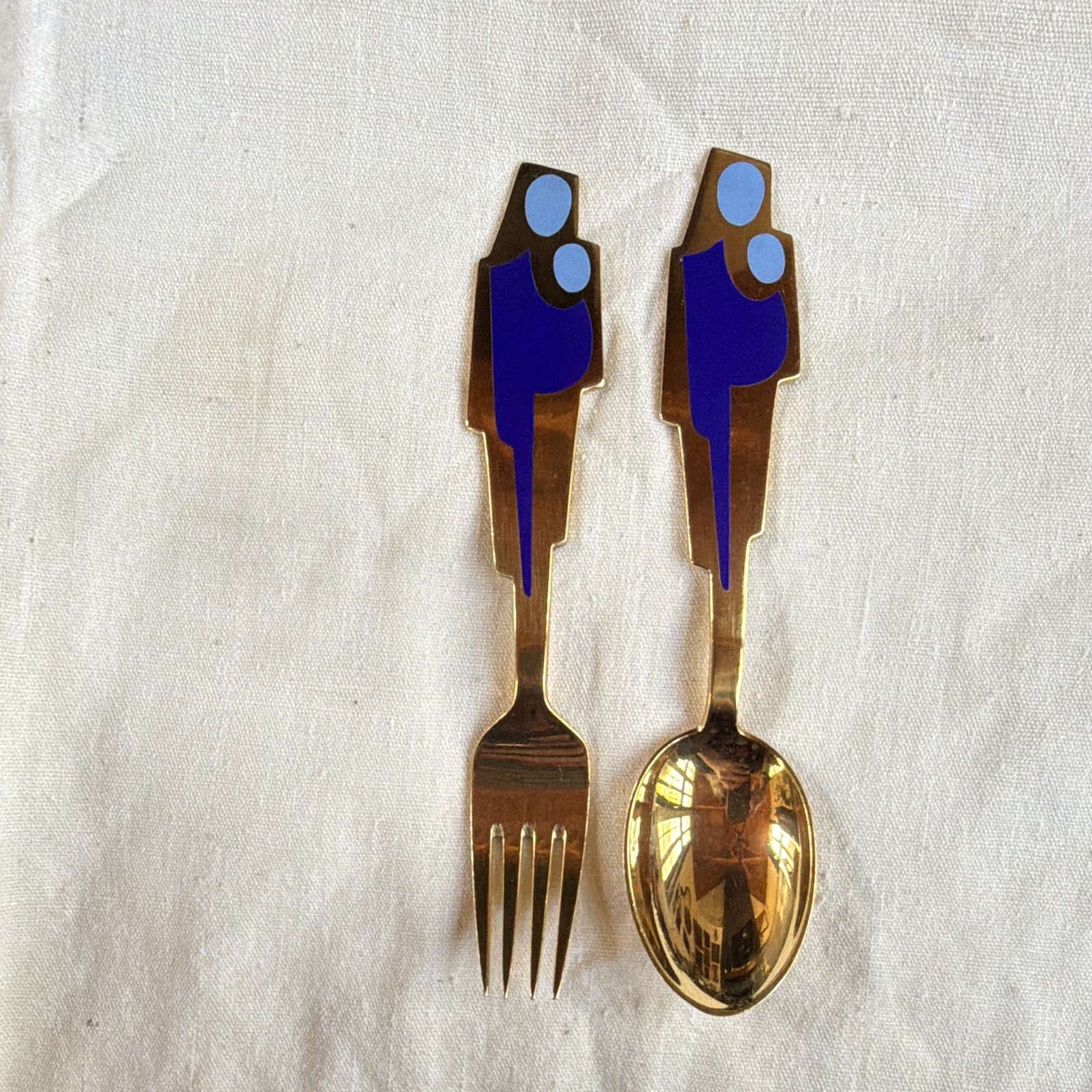 A. Michelsen 1962 Sterling Silver Gold Plated Christmas Spoon And Fork Set