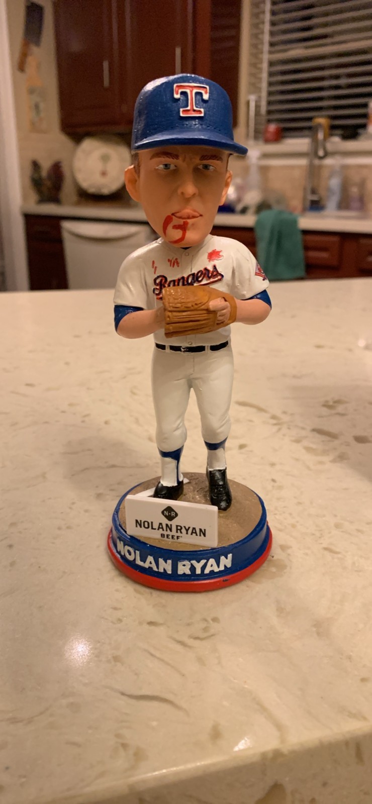 Nolan Ryan Texas Rangers MLB Baseball Bobblehead Figure Bloody Lip New