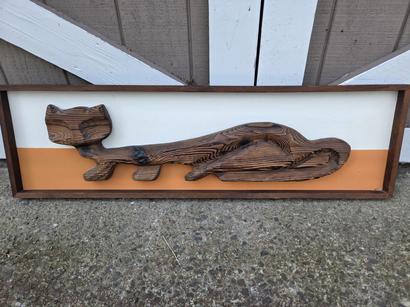 Vintage Mid Century Modern 1960s Witco Wood Cat Wall Art