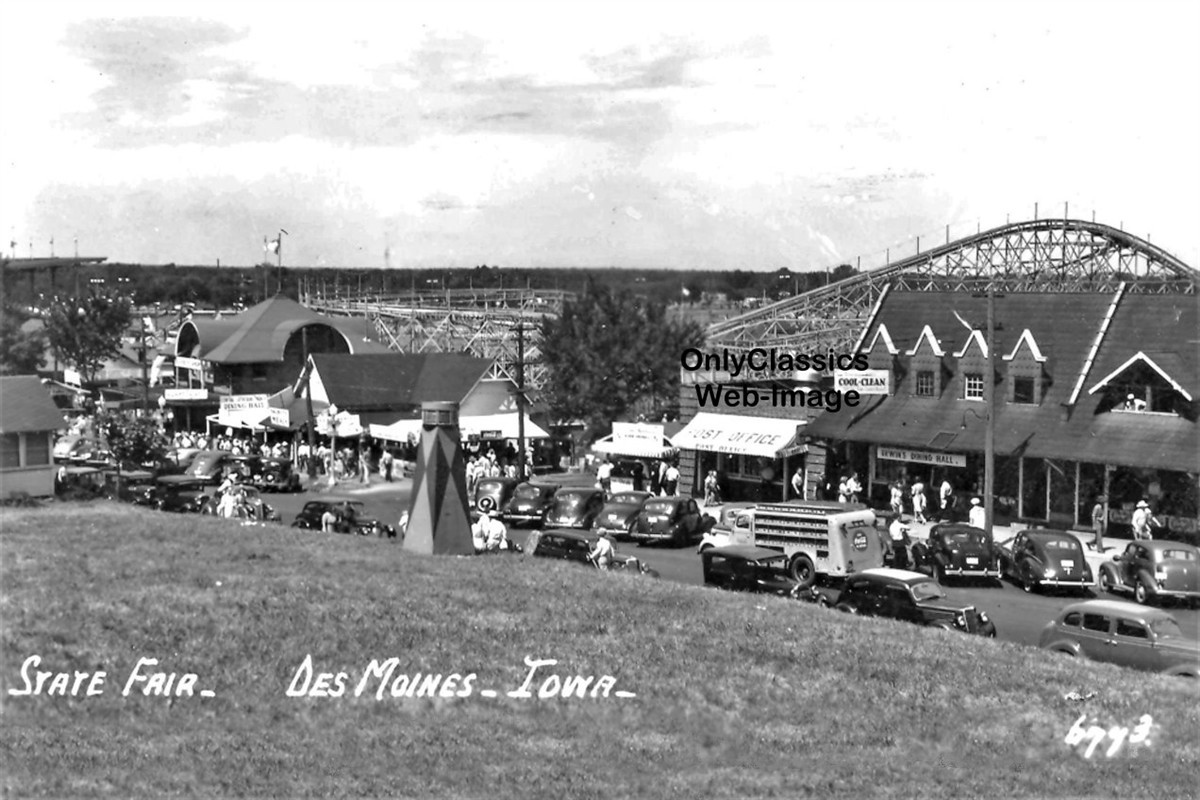 1948 DES MOINES IOWA STATE FAIR ROLLER COASTER RIDES 8x12 PHOTO COCA-COLA TRUCK