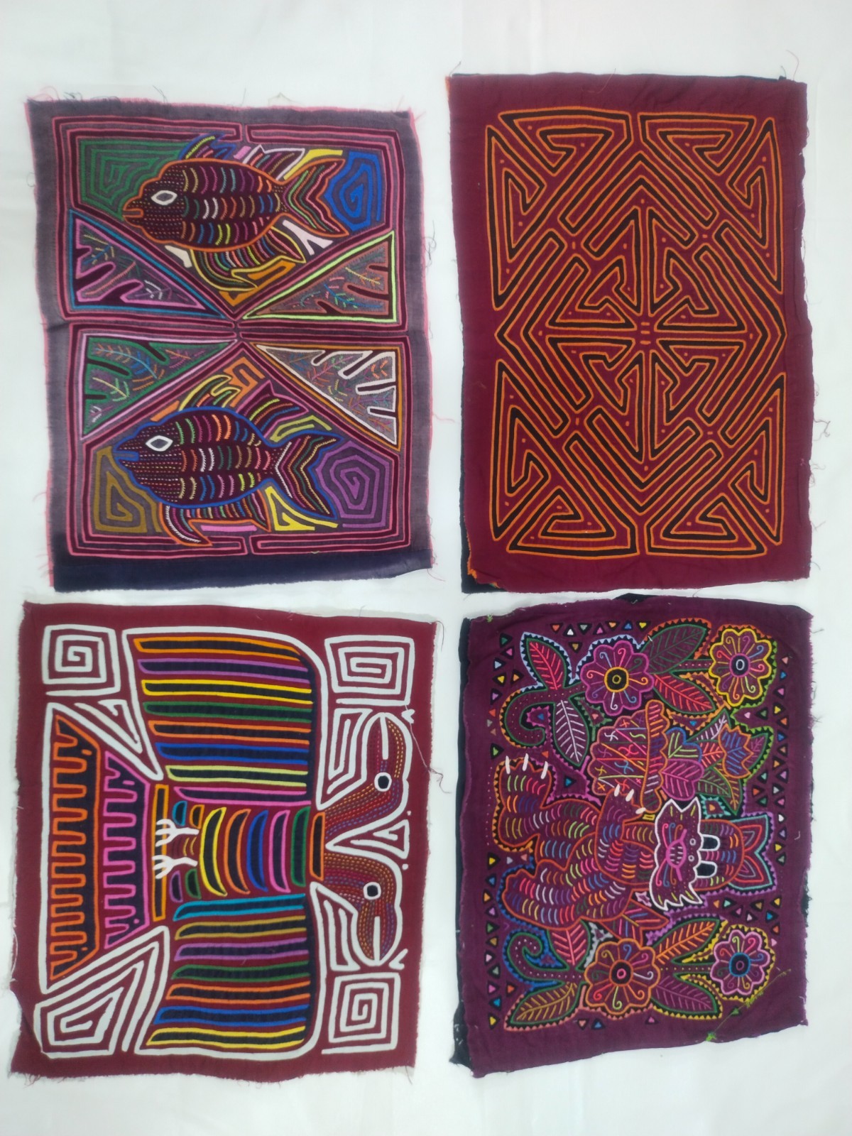 vintage fantastic molas panama kuna lot appliques woven needlework t1600