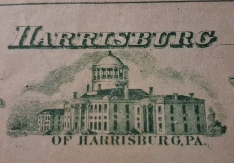 SLING'S 🪙RARE 1870'S Harrisburg PA City Bank Check Beautiful vignette🎨Art 