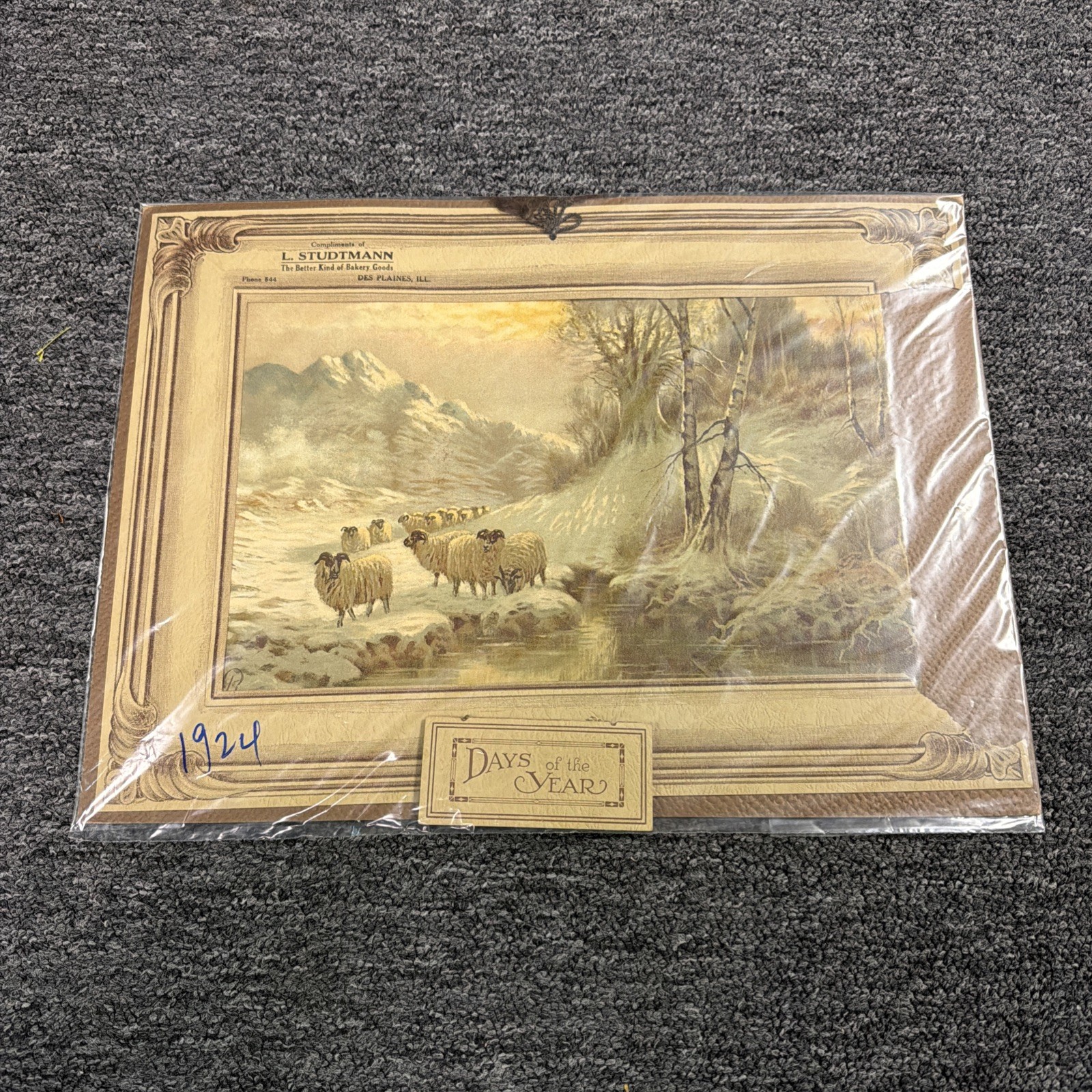 1920s Days Of The Year Painting Nature NEW Package Wall Hanging 18’X14’ Antique