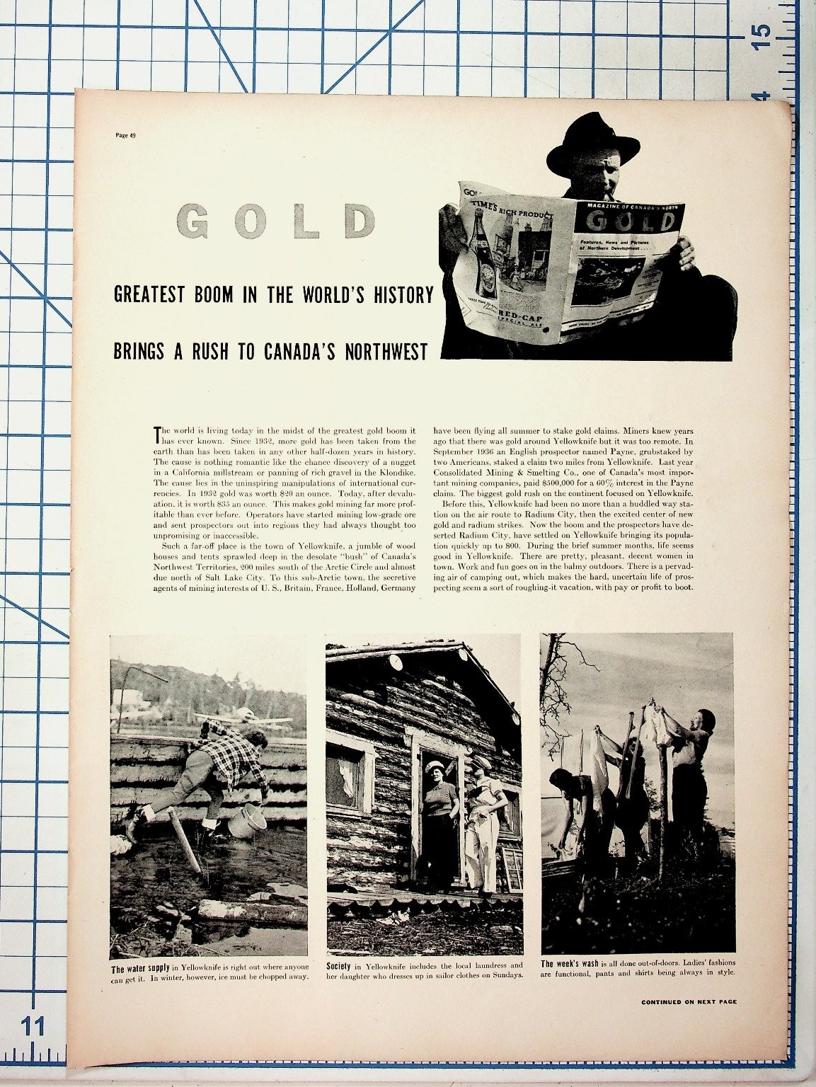 1930s Canada Yellowknife Gold Rush Magazine Article w/ Photos