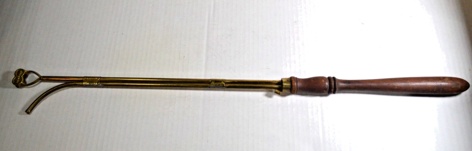 Vtg Houchin Brass No 290 Gas Lamp Chandelier Light Lighter Wood Handled
