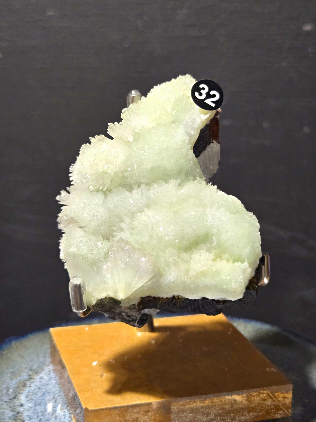 Beautiful 6oz blue Aragonite specimen w/ stand BL32