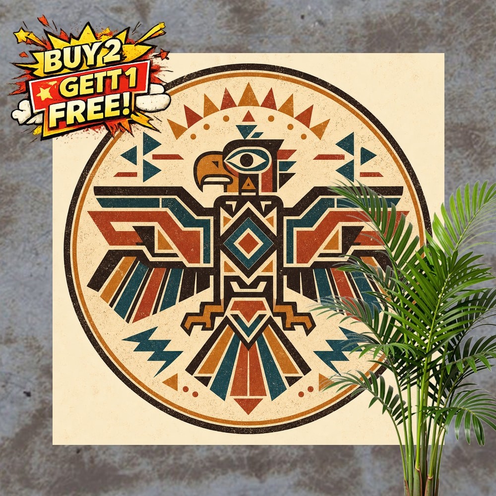 Tribal Totem Pole Native Graphic Retro Round Metal Tin Sign Decor 8x8