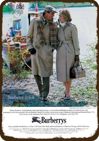 1984 BURBERRYS OF LONDON TRENCHCOATS Vintage Look ** REPLICA METAL SIGN ** 1984 BURBERRYS OF LONDON TRENCHCOATS Vintage Look ** REPLICA METAL SIGN **
