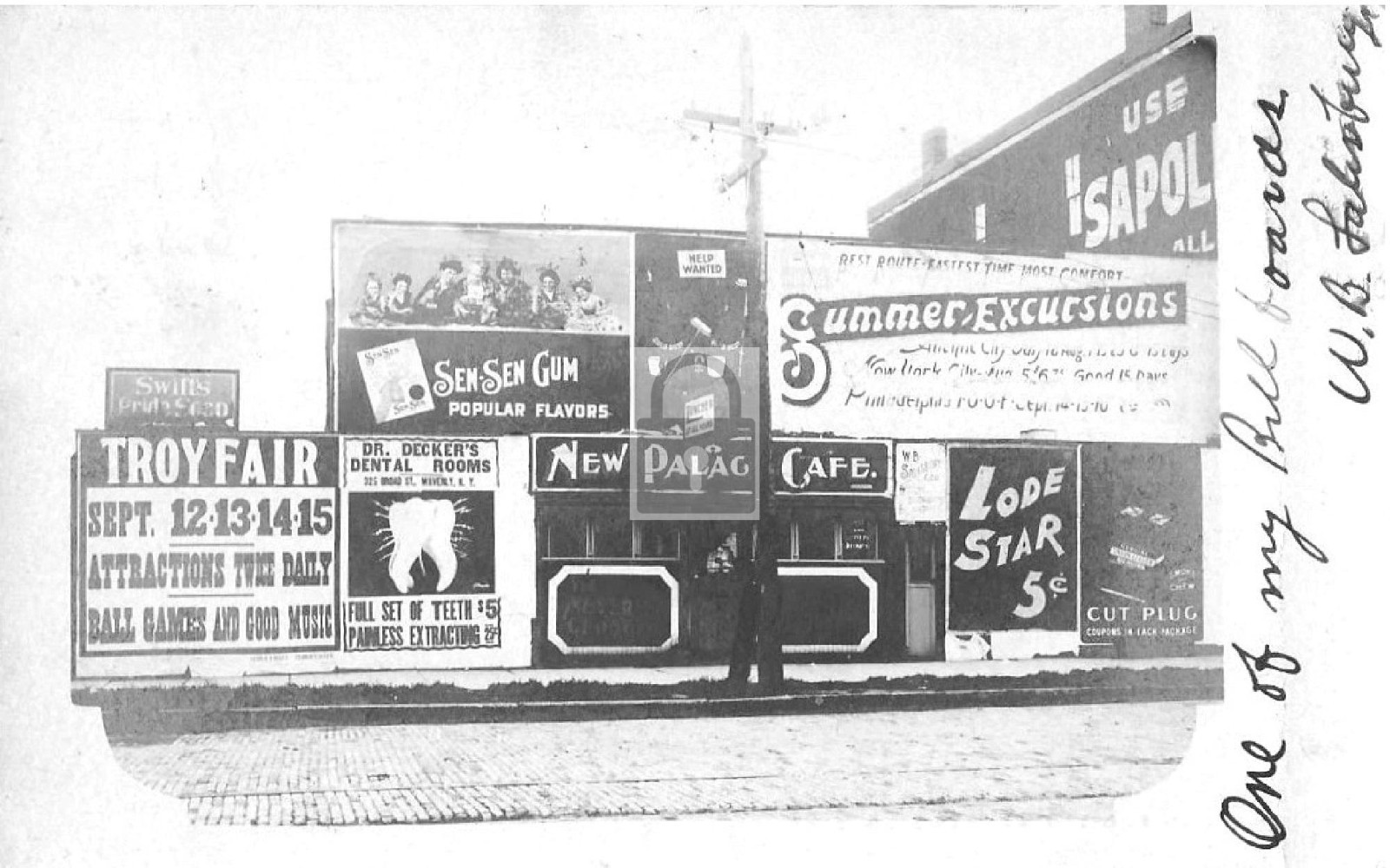1905 Advertising Billboard New Palace Cafe Waverly New York NY - 11x17 Reprint