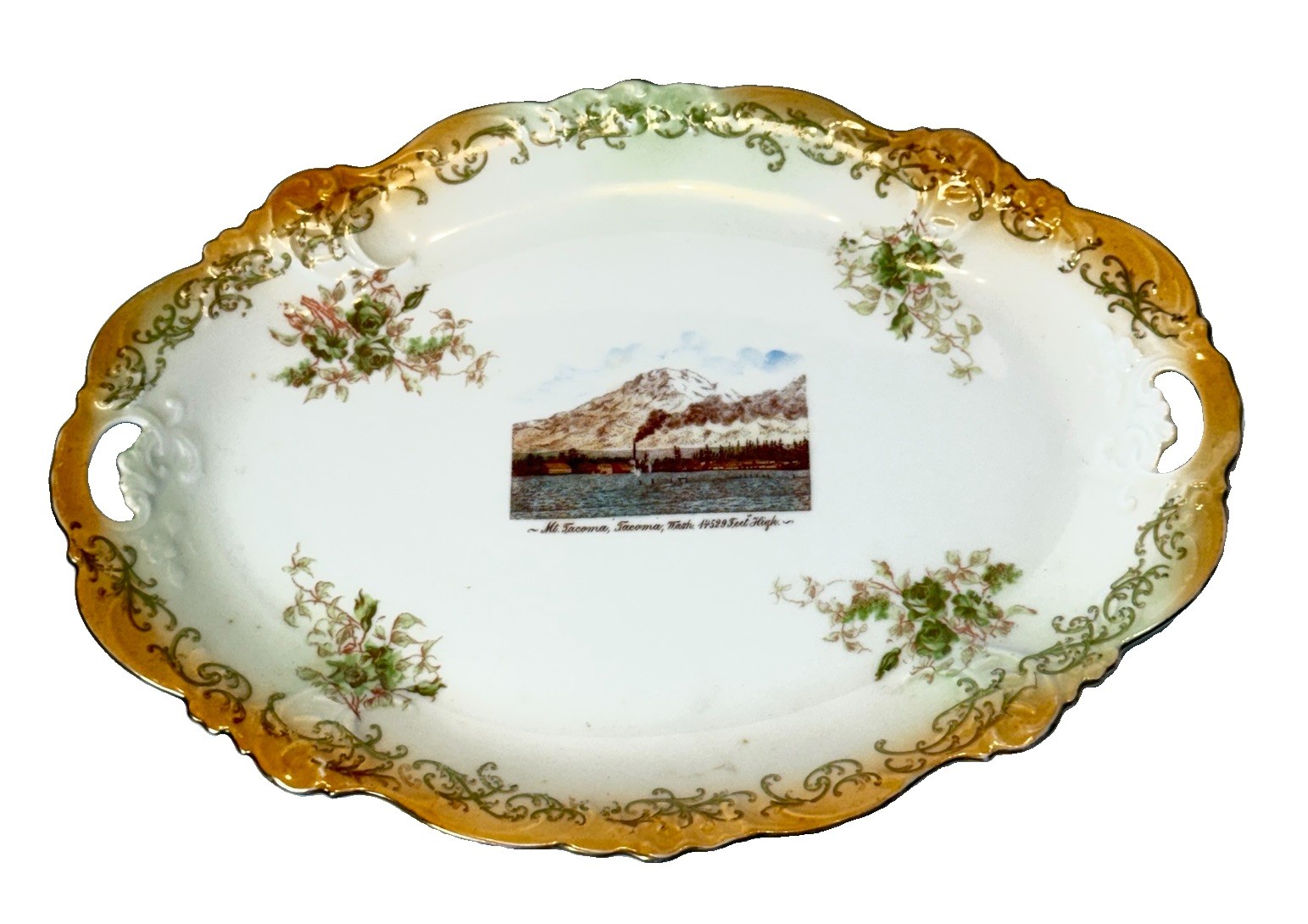 TACOMA WA WASHINGTON Antique MT TACOMA Souvenir TRINKET PAINTED PLATE DISH TACOMA WA WASHINGTON Antique MT TACOMA Souvenir TRINKET PAINTED PLATE DISH