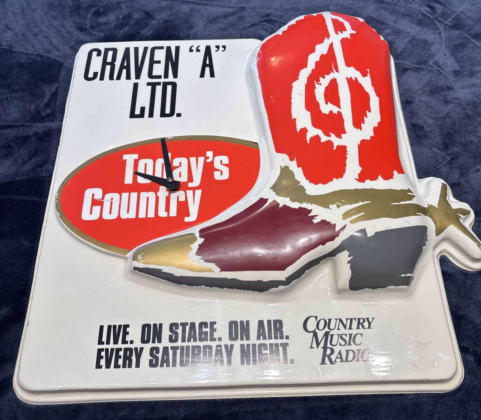 Vintage Craven A Cowboy Boot Country Music Advertising Clock sign Vintage Craven A Cowboy Boot Country Music Advertising Clock sign