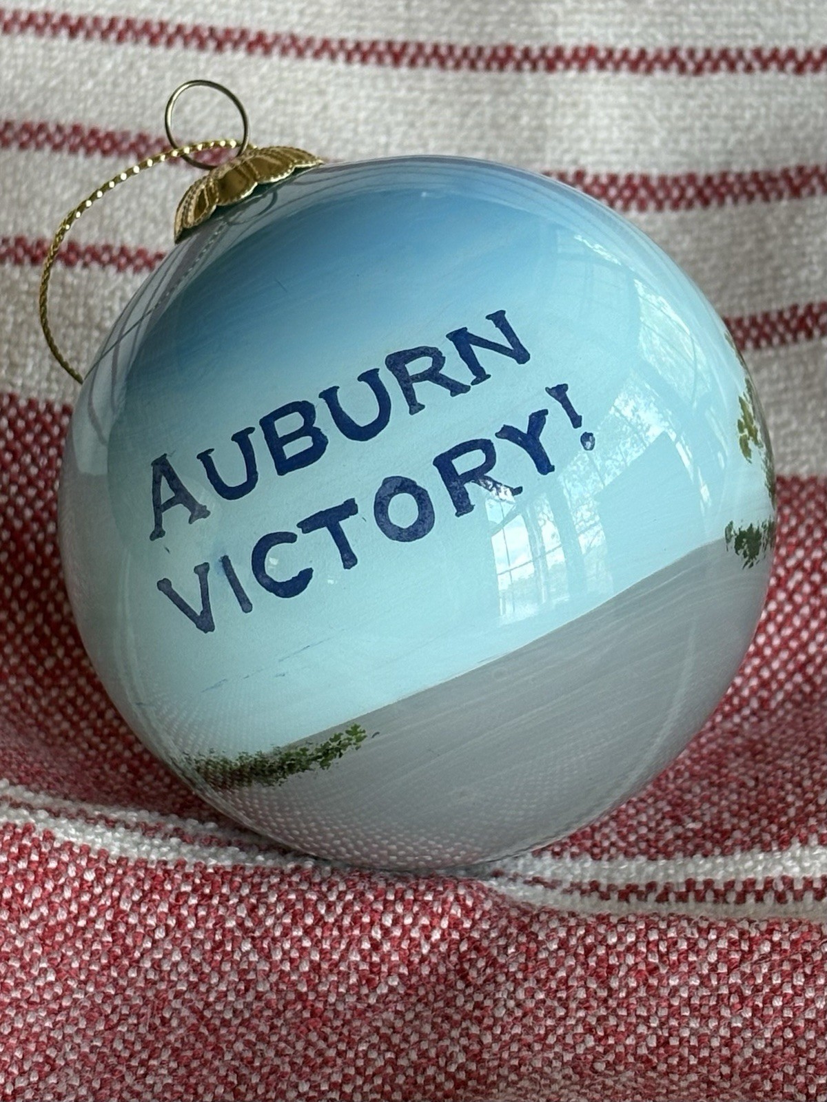 VTG Auburn Glass Ball Christmas Ornament “Auburn Victory” Magnolia Ave Boxed