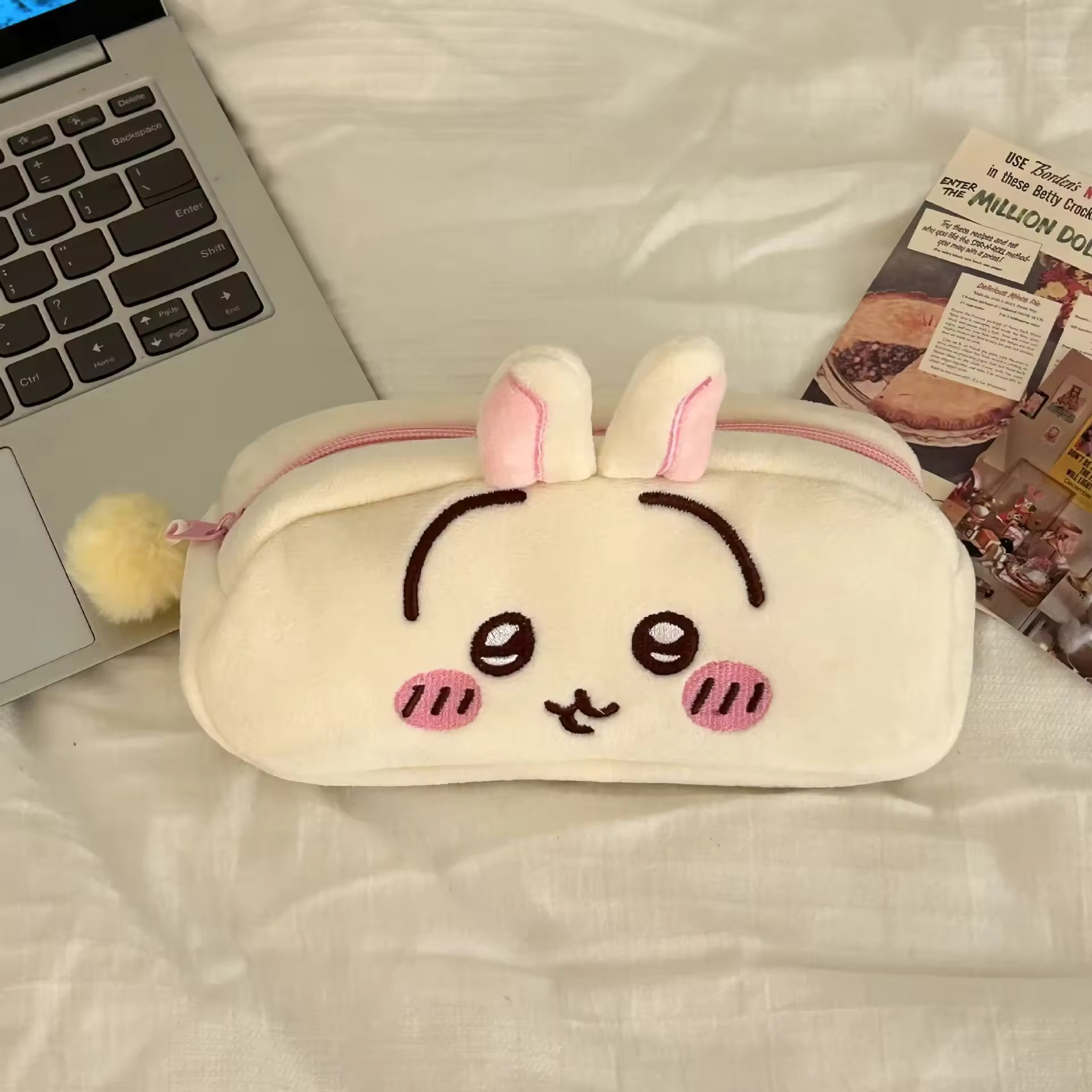 Chiikawa Cartoon Pencil Case Hachiware Plush Pen Bag Student Desktop Storage