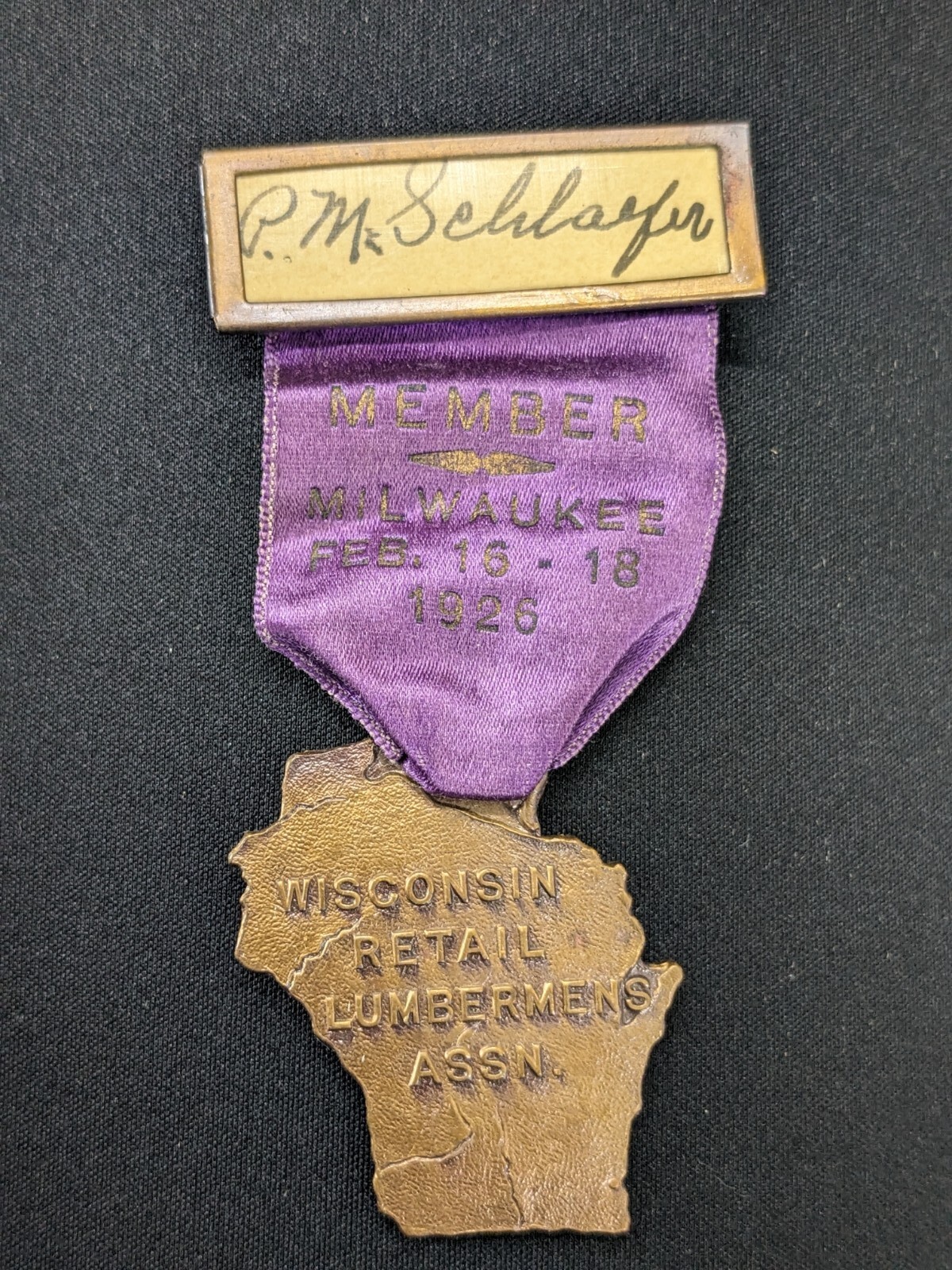 1926 Wisconsin Retail Lumbermen's Association Convention Member Ribbon - Antique