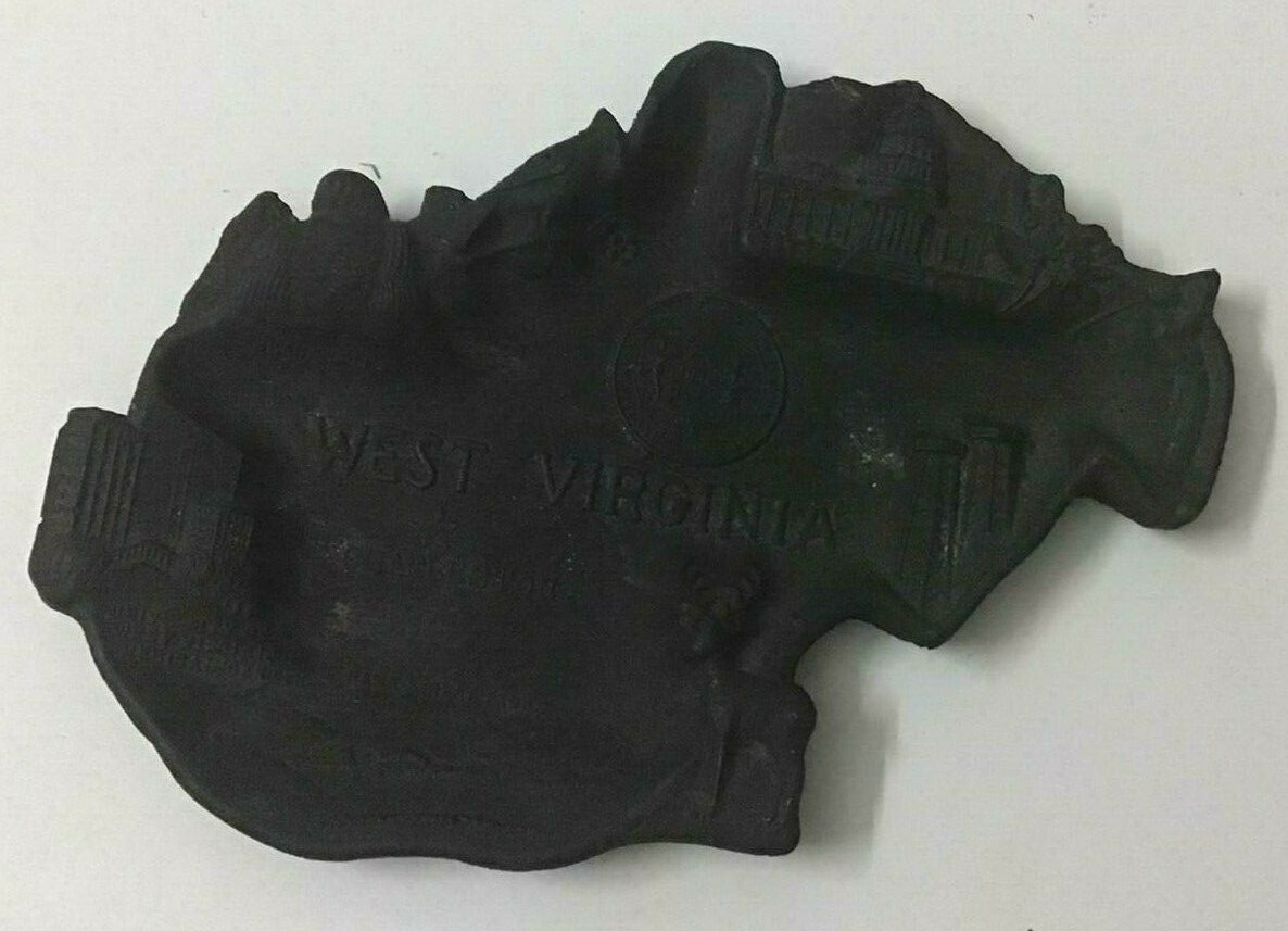 Antique Rare Vintage A map WEST VIRGINIA Natural Wood Handcrafted COAL Decor 7\