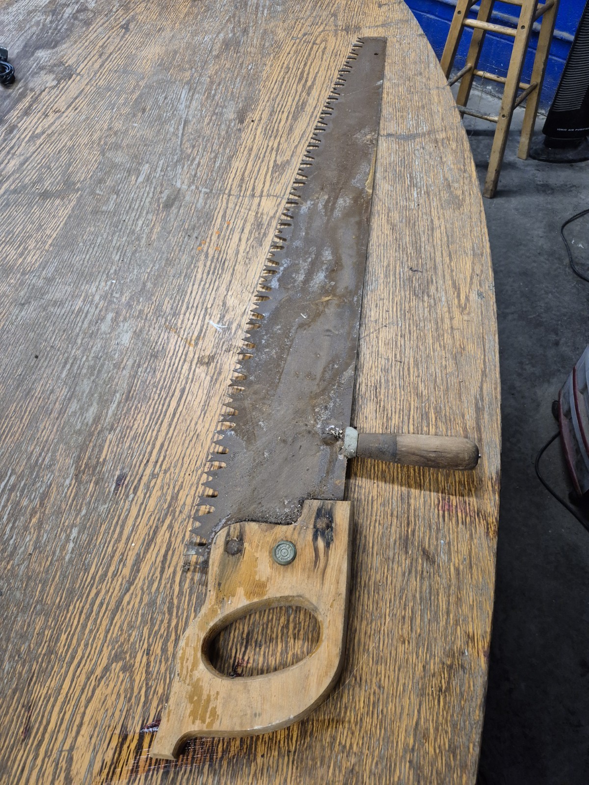 Vintage Early 1930s  -50s One Man Crosscut Handsaw With Helper Handle 48\