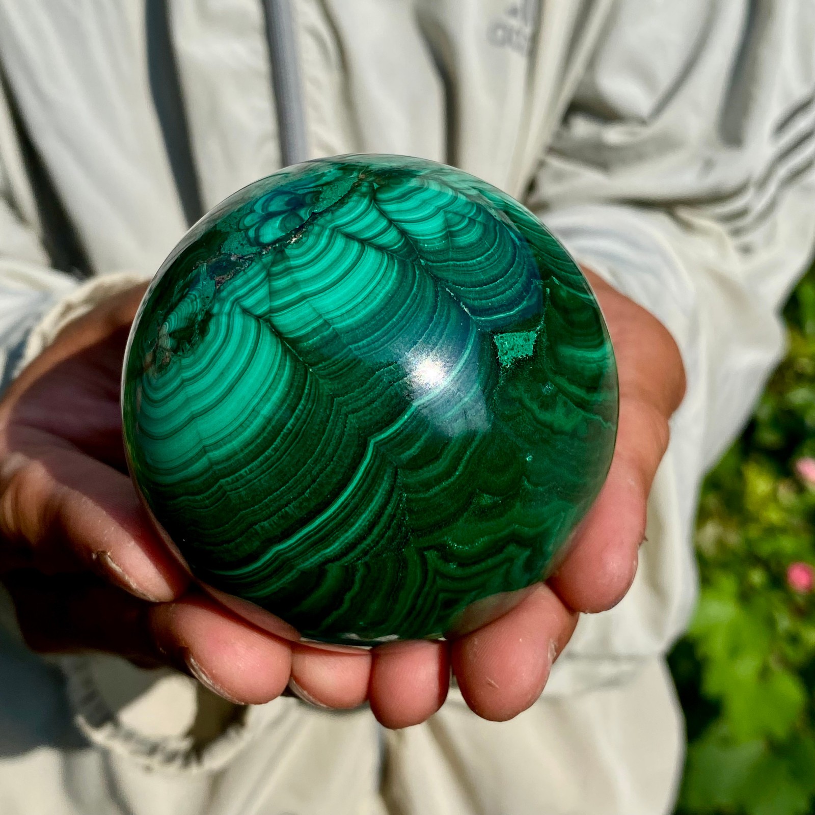 1.5LB Rare Natural Malachite quartz hand Carved sphere Crystal Healing