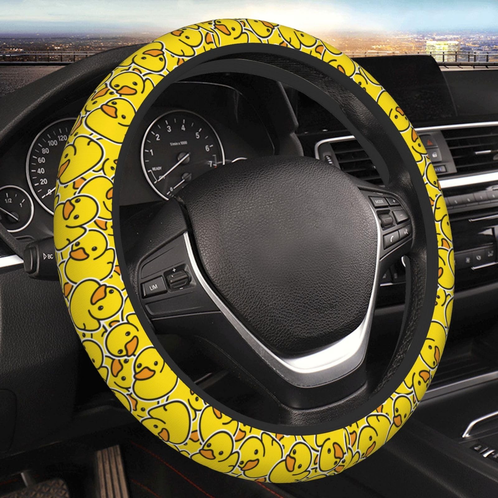 Cute Yellow Duck Steering Wheel Cover  AntiSlip Neoprene, 15 Inch Universal