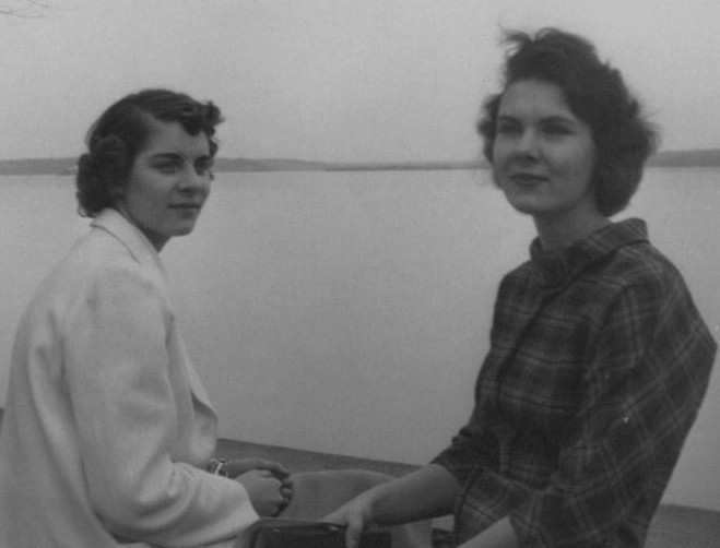 1950s Two Women Friends Lakeside Portrait Water Shore Candid Scenic View