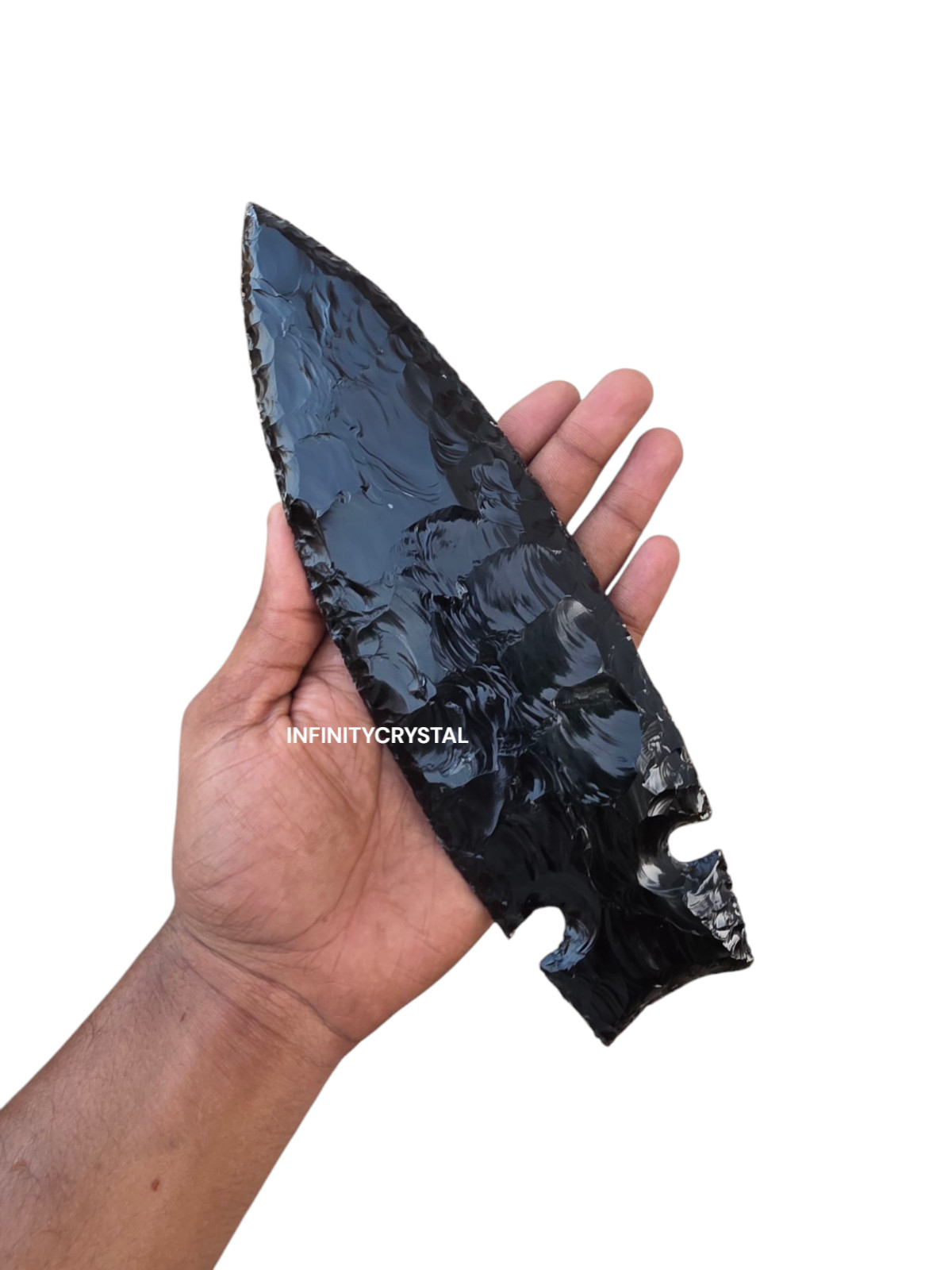 Large Obsidian Spearhead - 10 Inch - Authentic Stone Tool - Artifact Collection