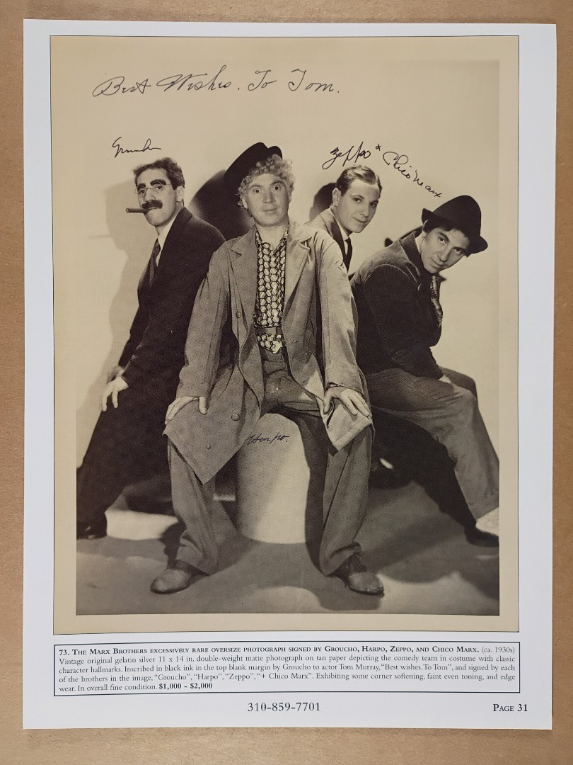 The Marx Brothers 2017 auction catalog page