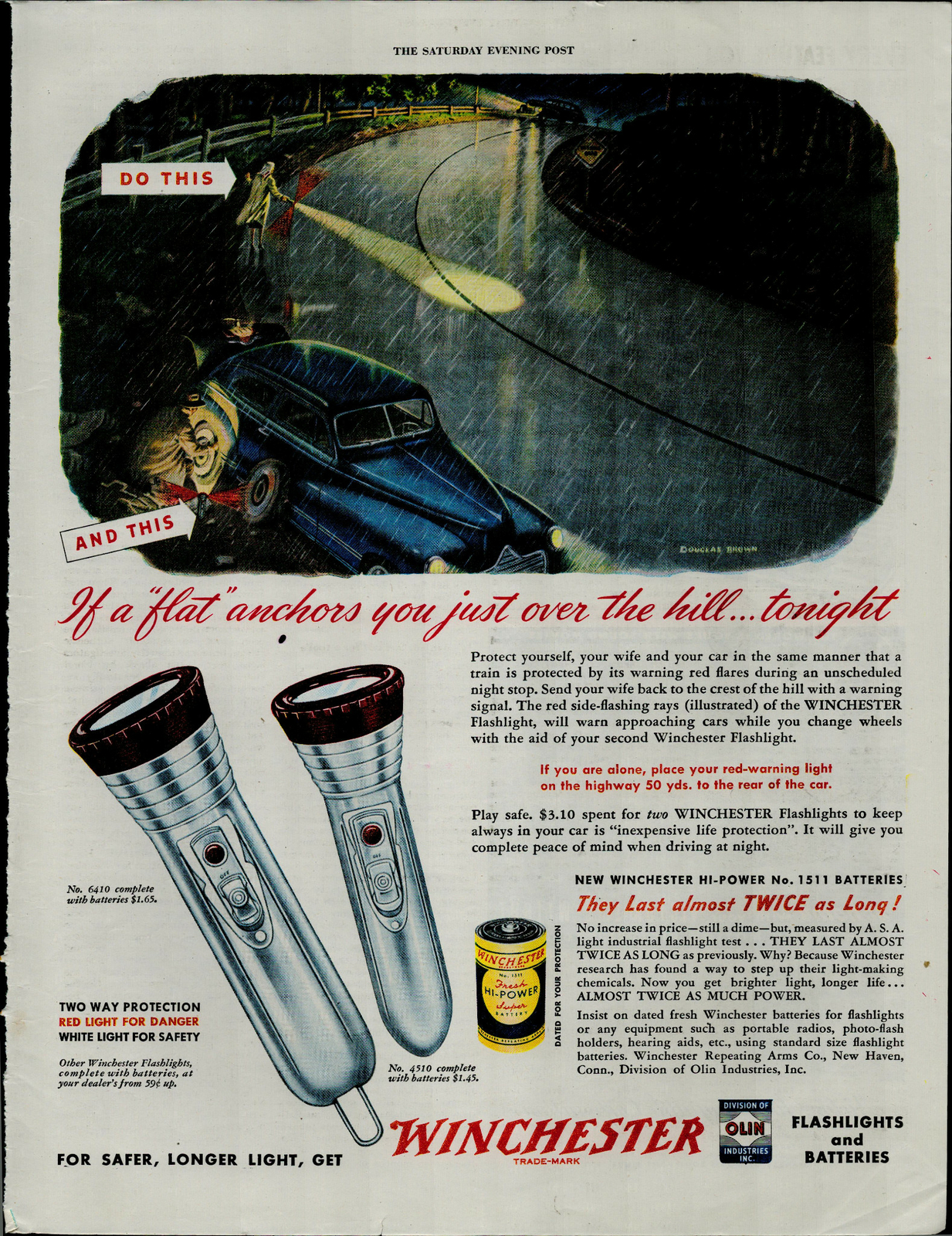 1948 Winchester High Power Batteries Flashlight Vintage Print Ad 3754