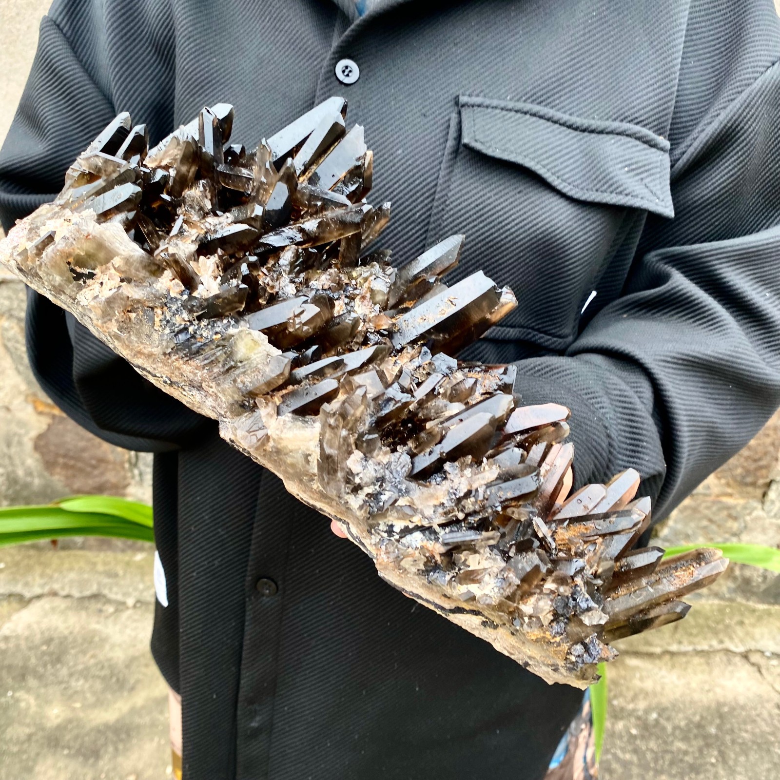 6.1LB rare natural beautiful black quartz crystal cluster mineral sample -