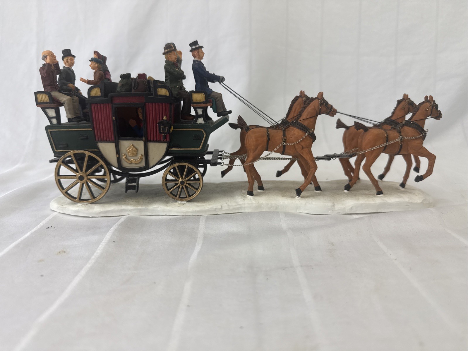 1999 Retired Lemax Village Poly-Resin Stage Coach Horse Carriage #93306