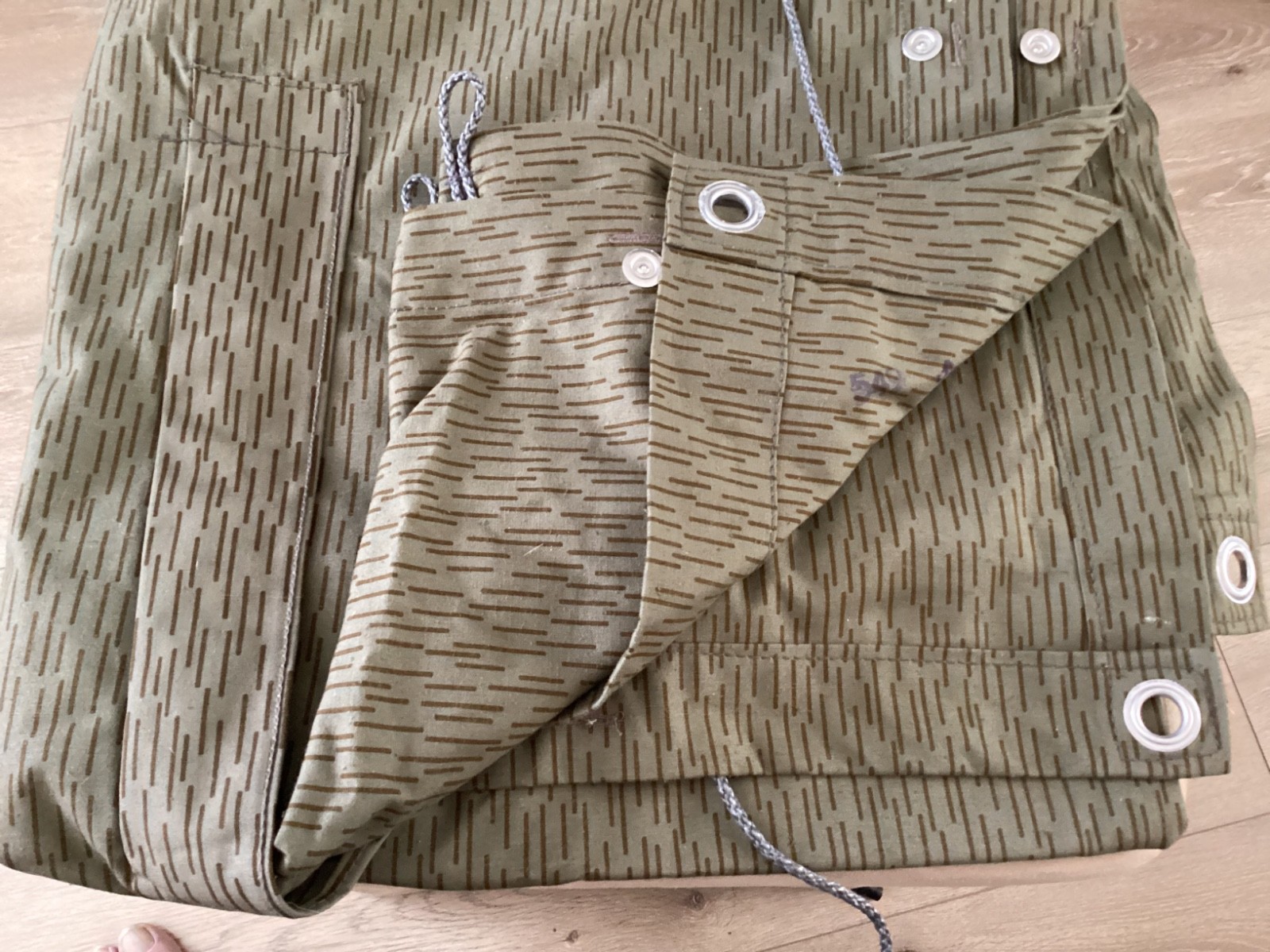 East German Zeltbahn Strichtarn Raindrop Camo Canvas Shelter Half Tarp Poncho