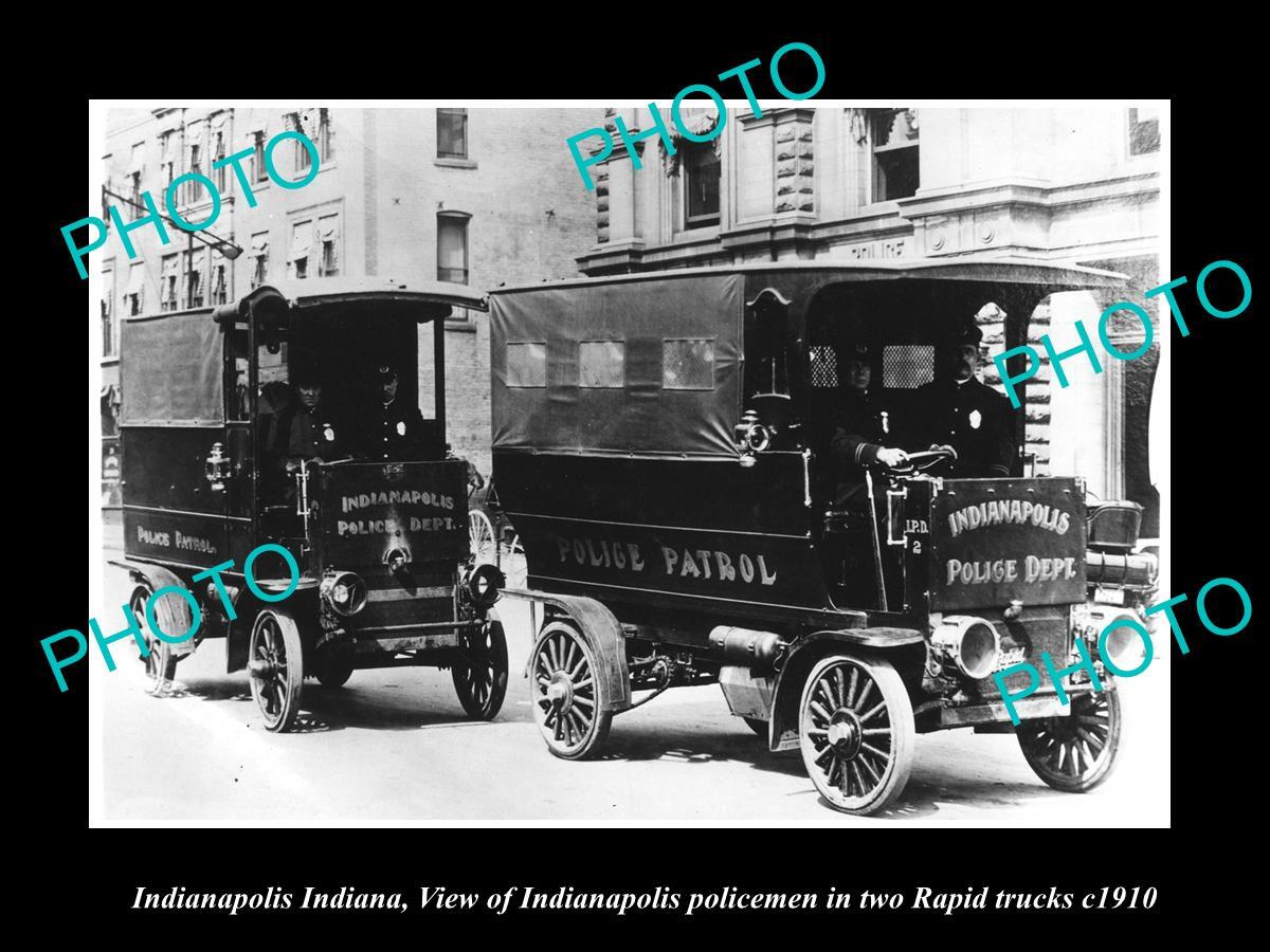 OLD 8x6 HISTORIC PHOTO OF INDIANAPOLIS INDIANA THE RAPID POLICE Dept CAR 1910
