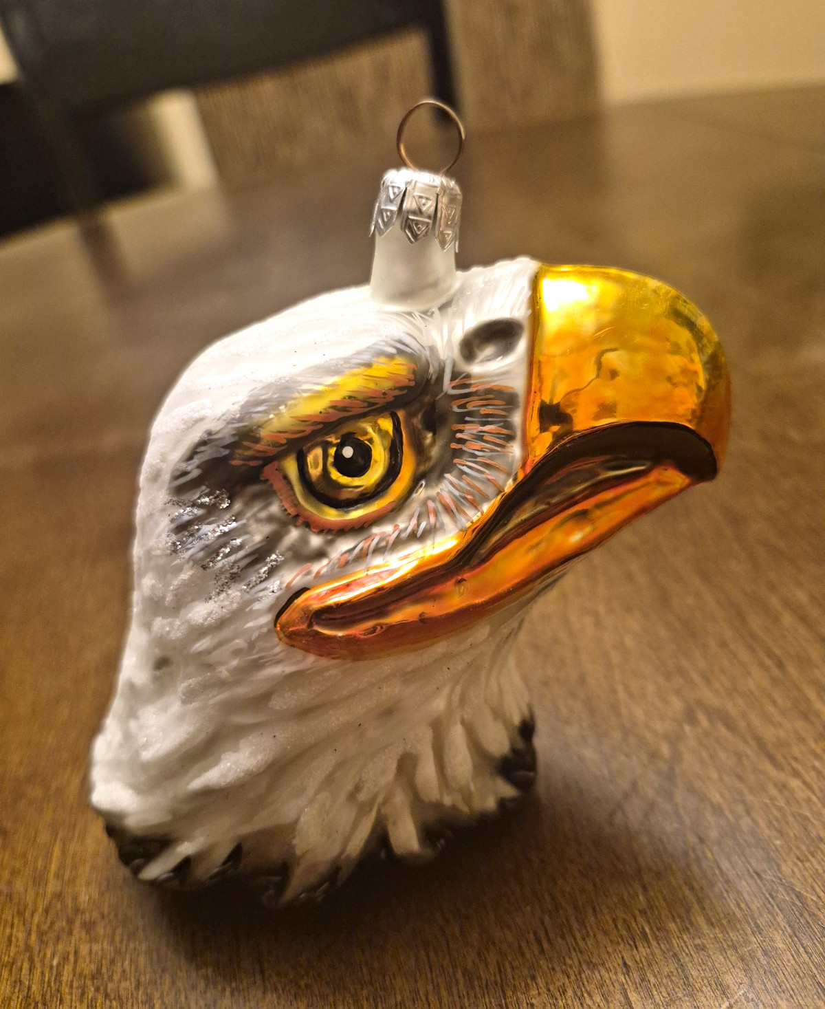 Slavic Treasures Bald Eagle Head Blown Glass Ornament Made in Poland Rare 