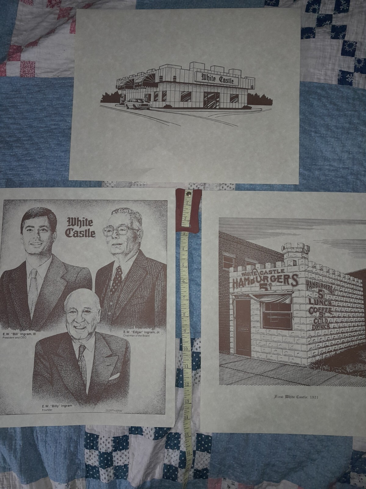 3 Vintage 1980's White Castle Prints Set Of 3 Prints.