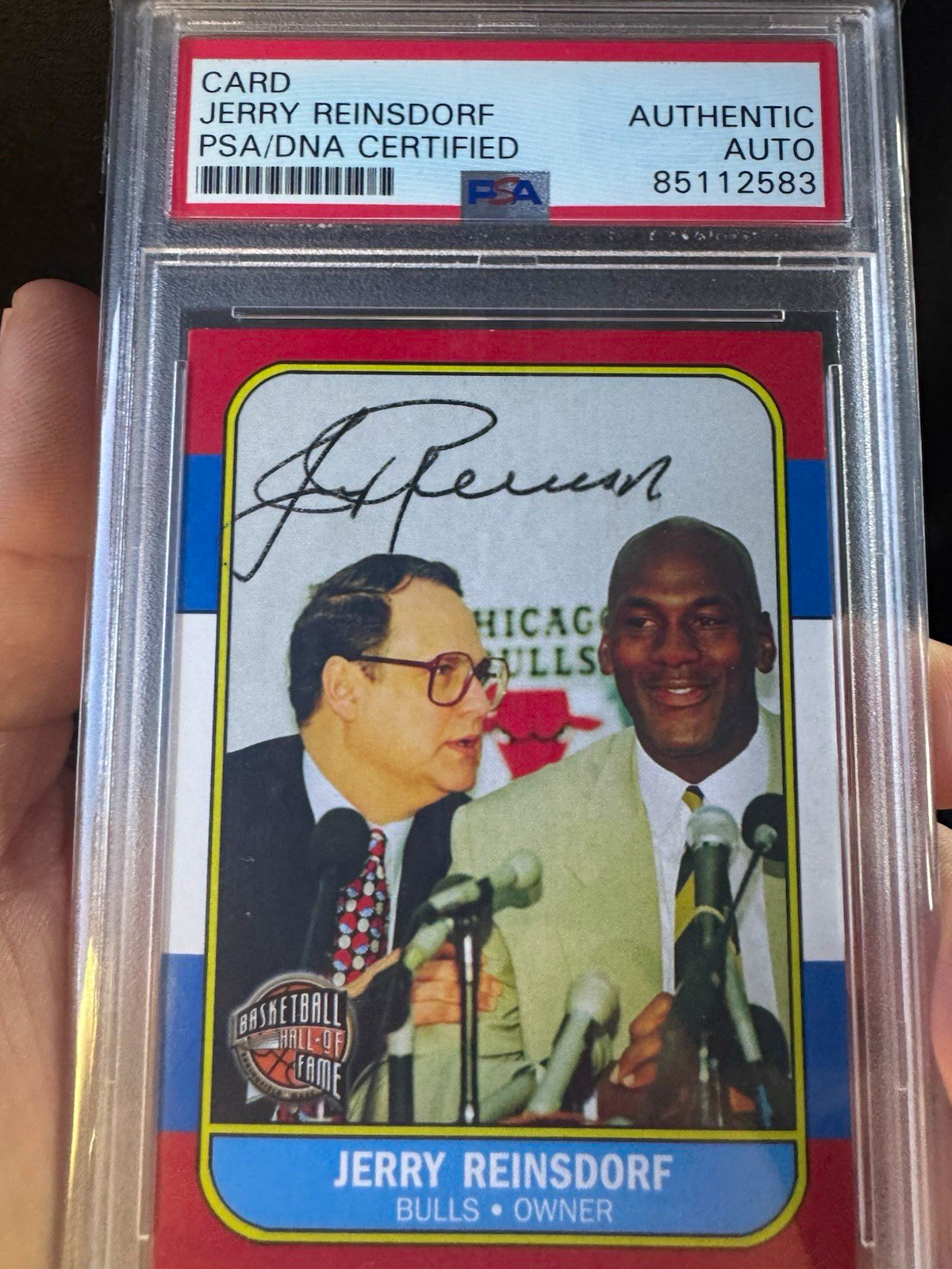 1986 fleer custom card Michael Jordan/jerry reinsdorf PSA authentic auto