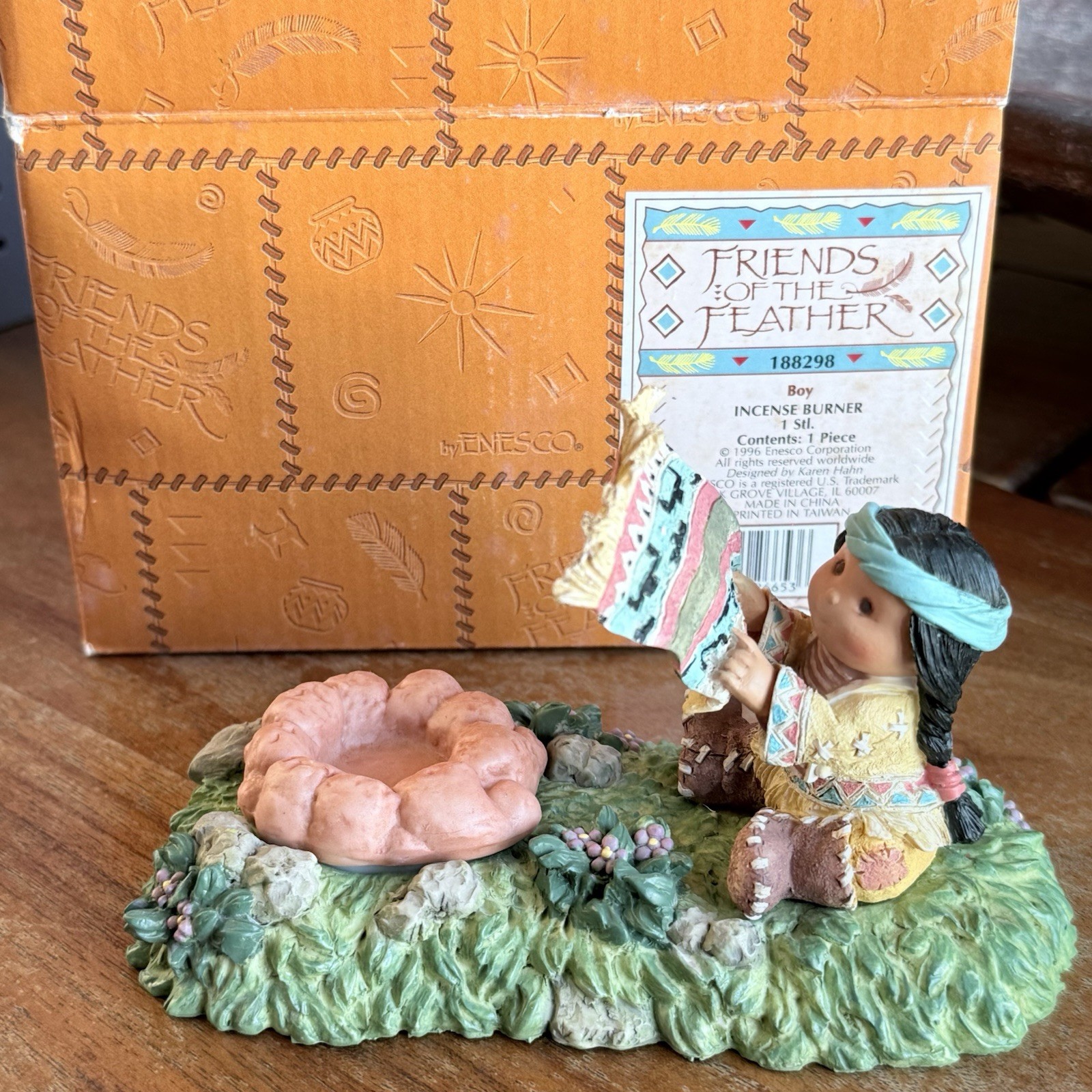 Vintage 1996 Enesco Friends of a Feather Incense Burner Figurine Native American Vintage 1996 Enesco Friends of a Feather Incense Burner Figurine Native American