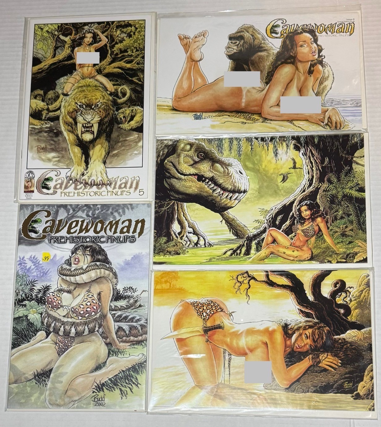 Lot 5 Cavewoman Comic Prehistoric Pinups Budd Root