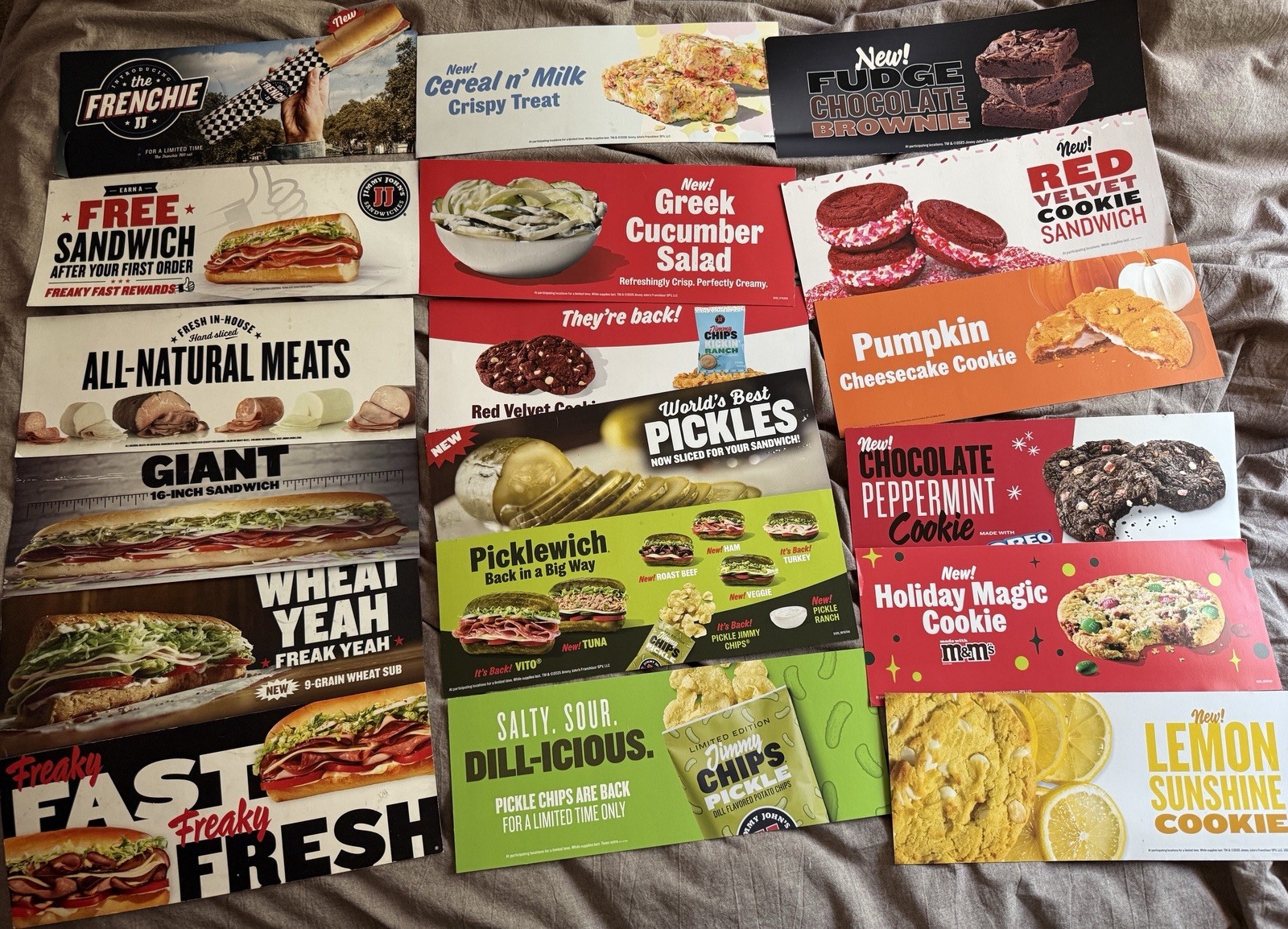 Lot of 18 RARE Jimmy John’s Giant Promo Fridge Magnets Menu Collectibles